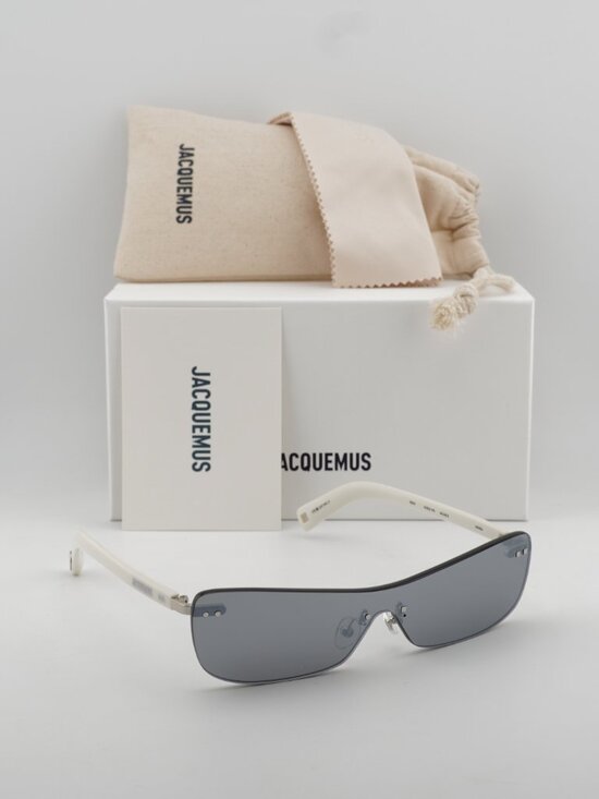 Jacquemus MIRADA JAC/69 C3 Shield Sunglasses - White\\Silver Mirror main image 7
